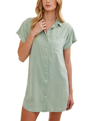 Roll Sleeve Pocket Shirt Dress