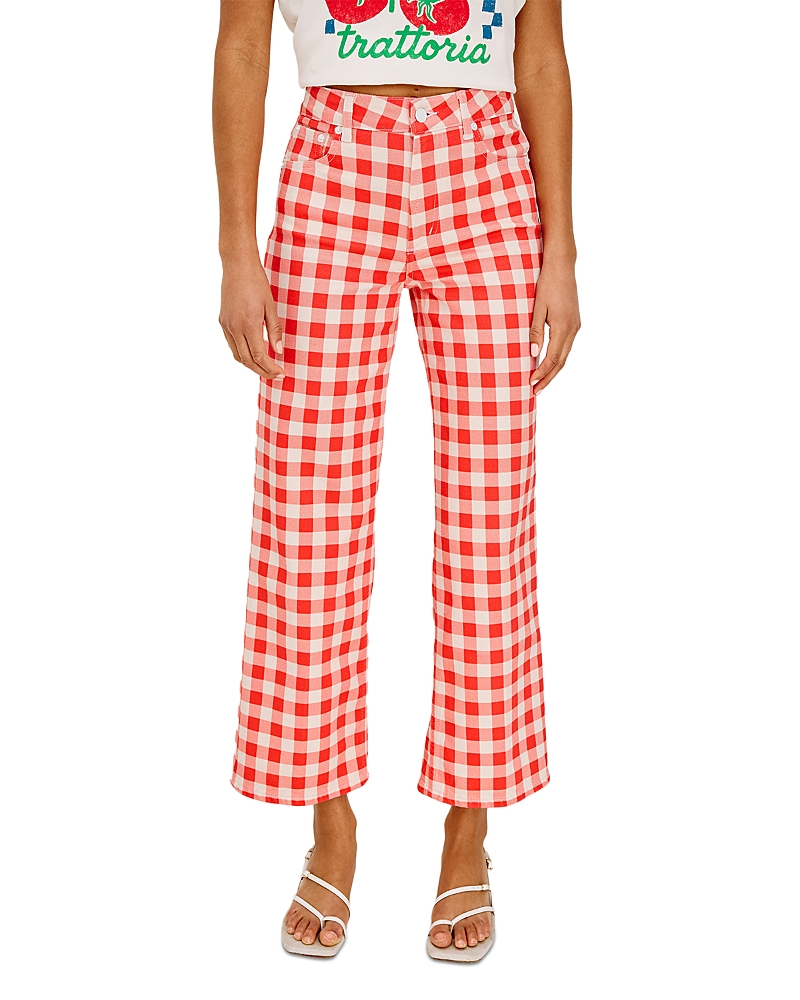 Rails The Getty Crop High Rise Wide Leg Jeans in Tomato Gingham