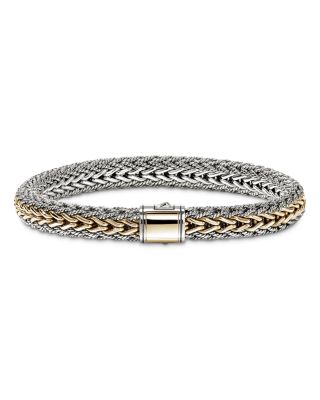 14K Yellow Bonded Gold & Sterling Silver Icon Reversible Woven Link Bracelet, 8mm