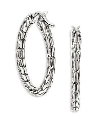 Sterling Silver JH Essentials Chain Motif Hoop Earrings