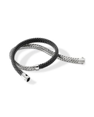 Sterling Silver Icon Rubber Woven Link Wrap Bracelet, 8mm