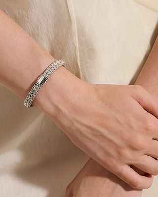 14K Yellow Bonded Gold & Sterling Silver Icon Reversible Woven Link Bracelet, 8mm