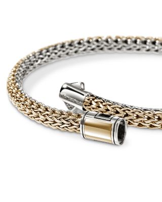 14K Yellow Bonded Gold & Sterling Silver Icon Reversible Woven Link Bracelet, 5mm