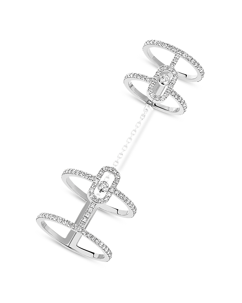 Messika 18k White Gold Diamond Move Uno Double Ring In Metallic