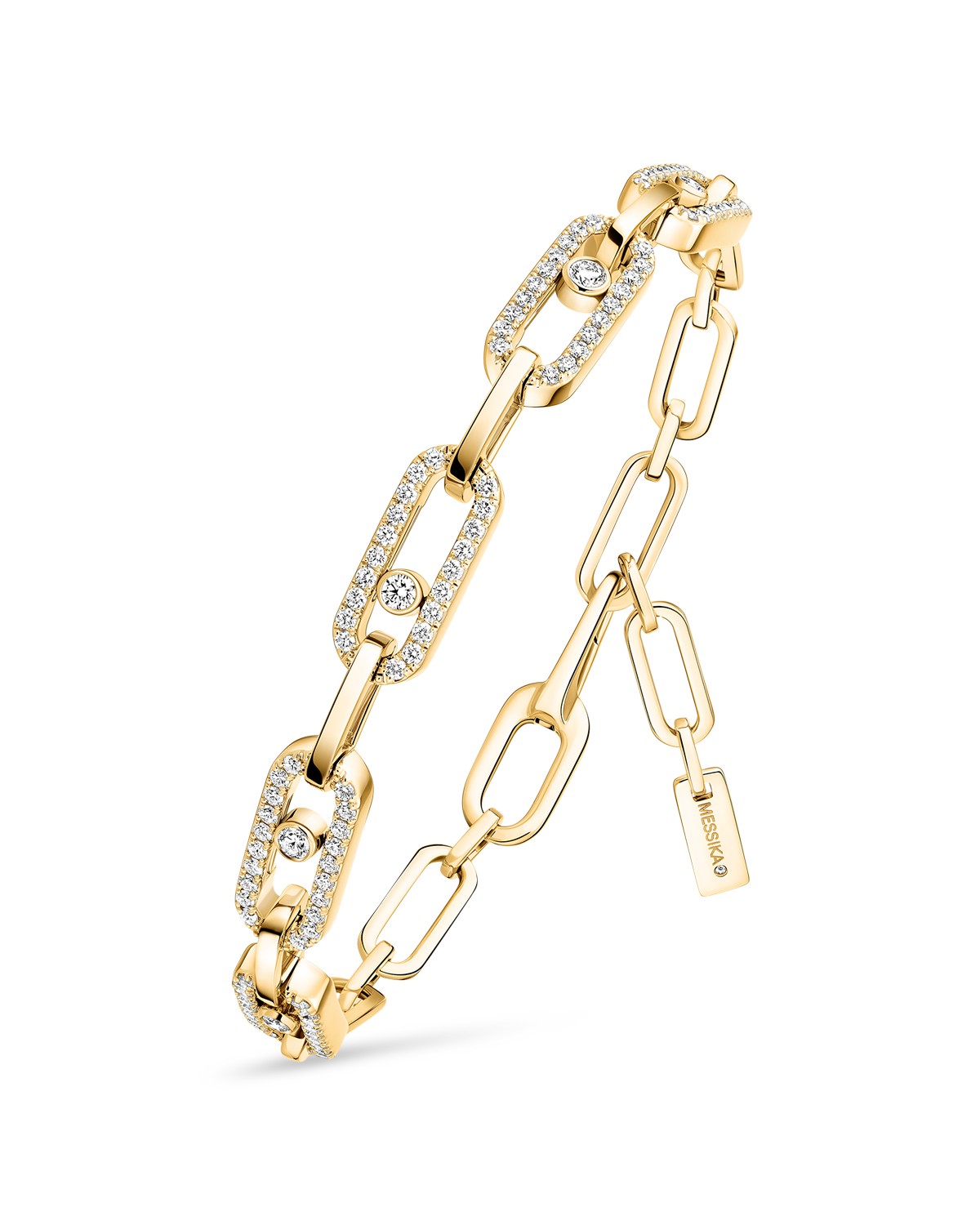 18K Yellow Gold Diamond Move Link Bracelet, 0.82 tcw