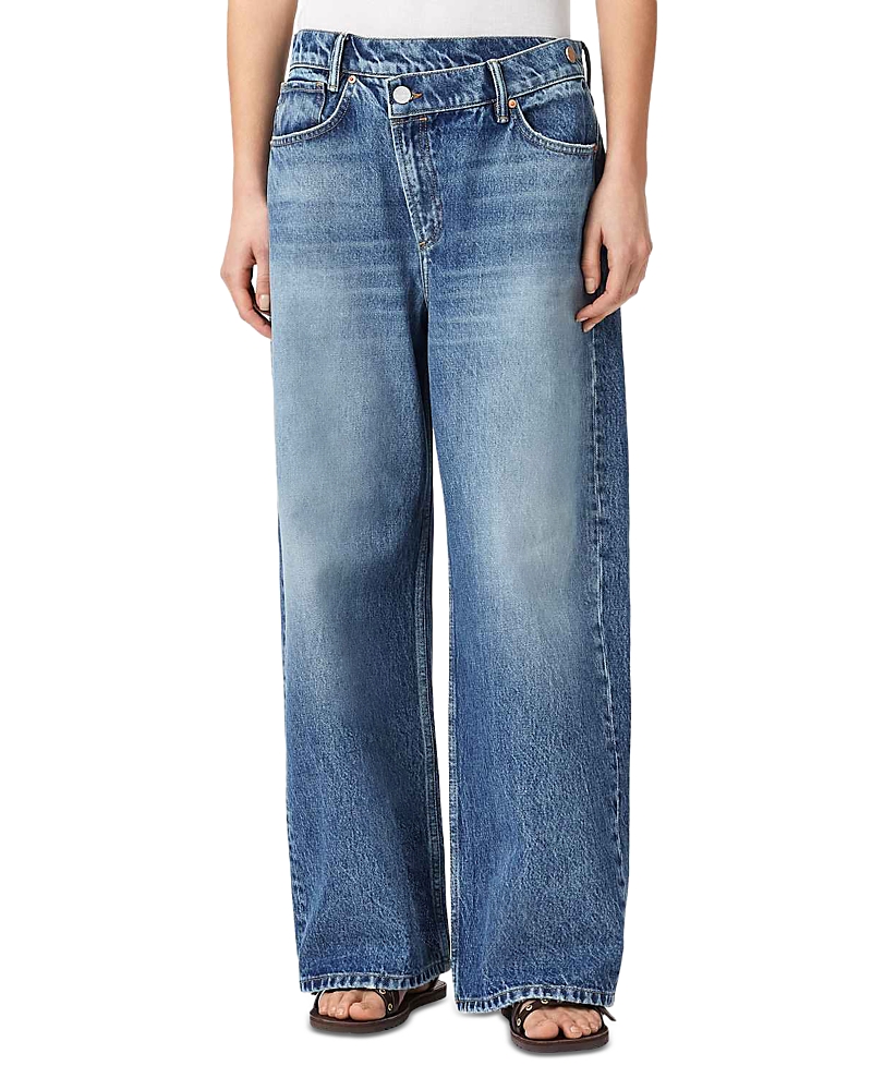 Allsaints Aki Mid Rise Crossover Jeans in Vintage Indigo