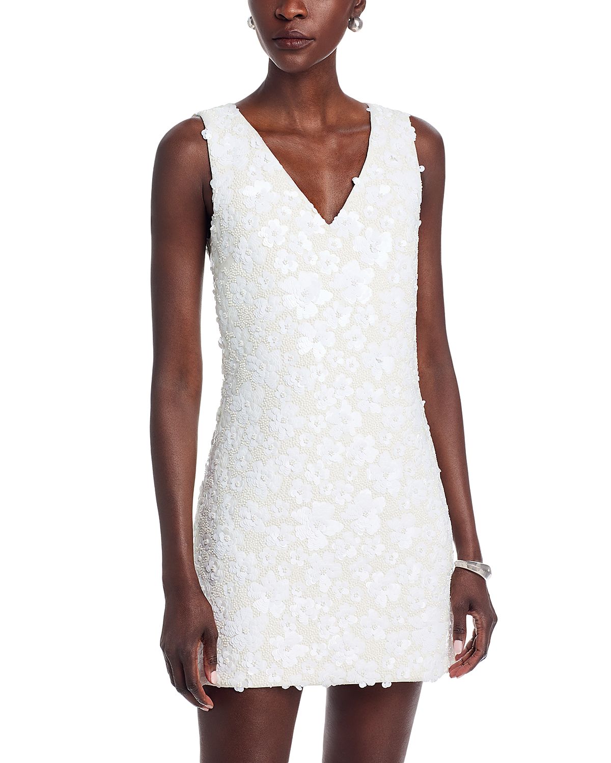 Michael Kors Sequin Flower V Neck Mini Dress