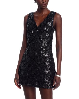 Michael Kors Sequin Flower V Neck Mini Dress | Bloomingdale's Women