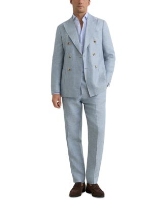 Linen Twill Double Breasted Tailored Fit Blazer