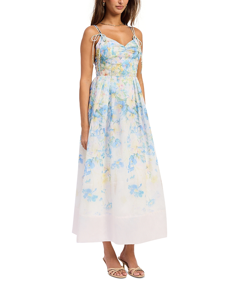 en saison tosca midi dress En Saison Tosca Floral Midi Dress In Peach Blue - 63% Off