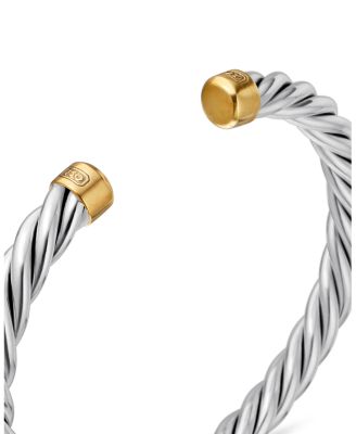 Men's Cable Classic Cuff Bracelet with 18k Gold