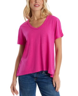 Deep V-Neck Ruched Sleeve Tee