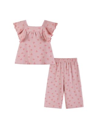  Girls' Knit Seersucker Top & Pant Set
