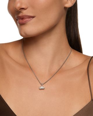 Petite Taxi Amulet in Sterling Silver with Diamonds, 7.5mm