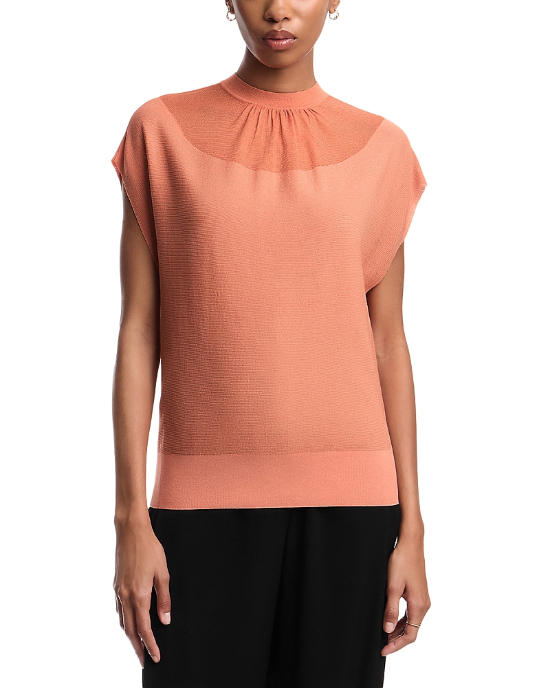 Emporio Armani Dolman Cap Sleeve Ribbed Knit Top