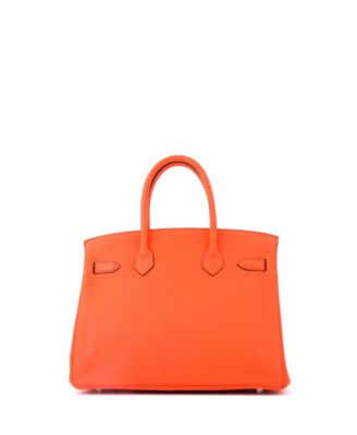 Birkin 30 Handbag Orange Clemence with Palladium Hardware