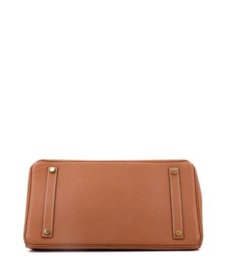 Birkin 35 Handbag Brown Veau Grain Lisse with Gold Hardware