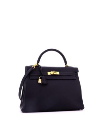 Kelly 32 Handbag Blue Togo with Gold Hardware