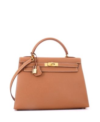 Kelly 32 Handbag Brown Courchevel with Gold Hardware