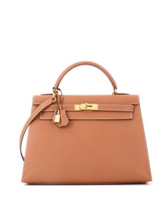 Kelly 32 Handbag Brown Courchevel with Gold Hardware