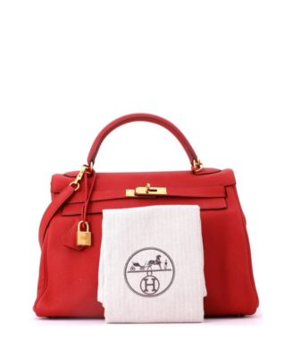 Kelly 32 Handbag Red Togo with Gold Hardware