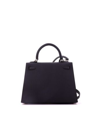 Kelly 25 Handbag Black Epsom with Palladium Hardware