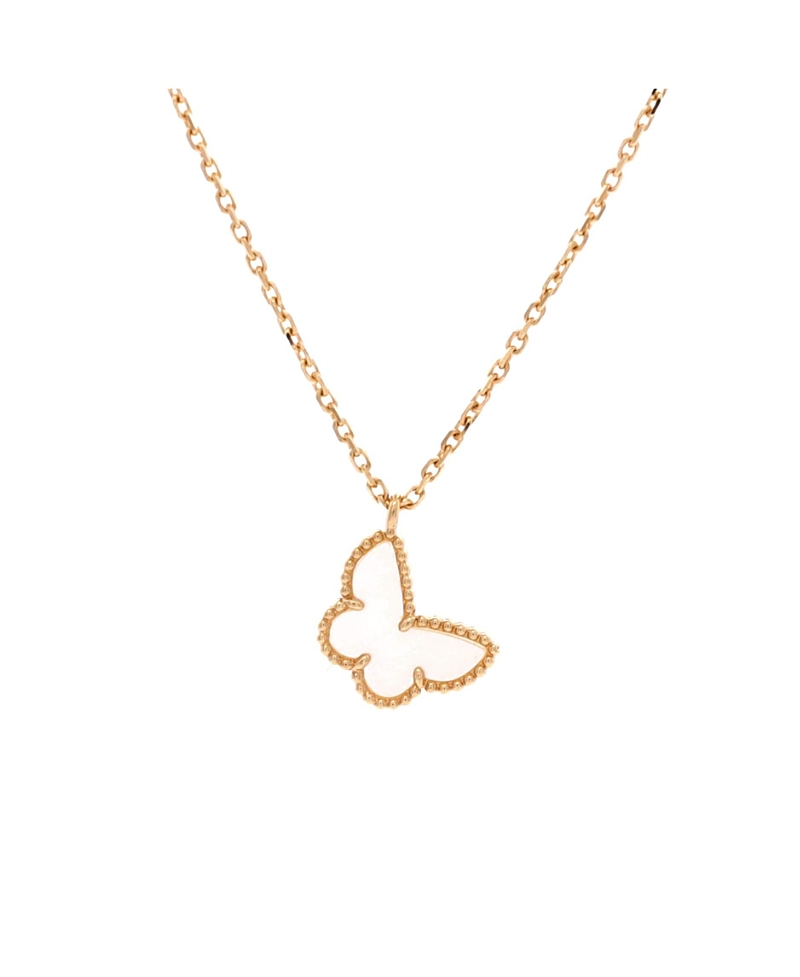 Pre-Owned Van Cleef & Arpels Sweet Alhambra Butterfly Pendant Necklace 18K Gold and Mother of Pearl, 15.5"