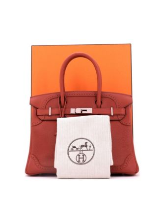 Birkin 30 Handbag Orange Clemence and Evercolor with Palladium Hardware