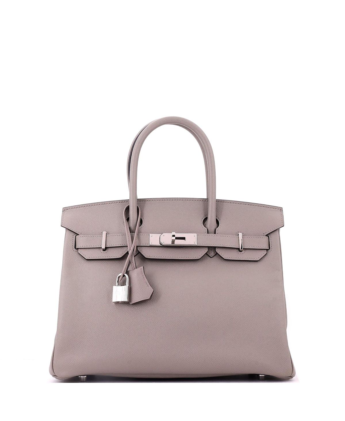 Pre-Owned HERMES Birkin 30 Handbag Grey Epsom with Palladium Hardware