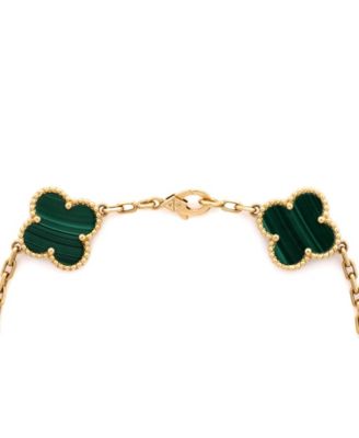  Vintage Alhambra 5 Motifs Bracelet 18K Gold and Malachite
