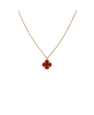 Sweet Alhambra Pendant Necklace 18K Rose Gold and Carnelian, 15.75"