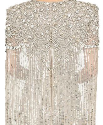 Lotus Lady Sequin-Embellished Cape Gown