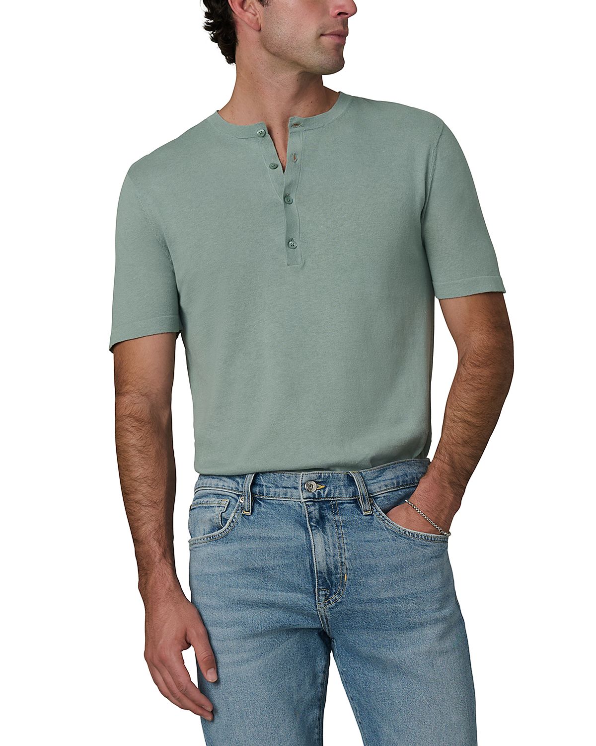 Joe's Jeans Short Sleeve Linen & Cotton Henley