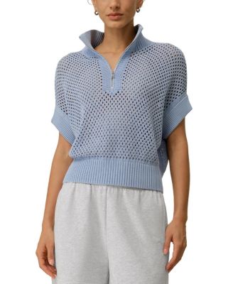 Toscana Pointelle Knit Half-Zip Sweater