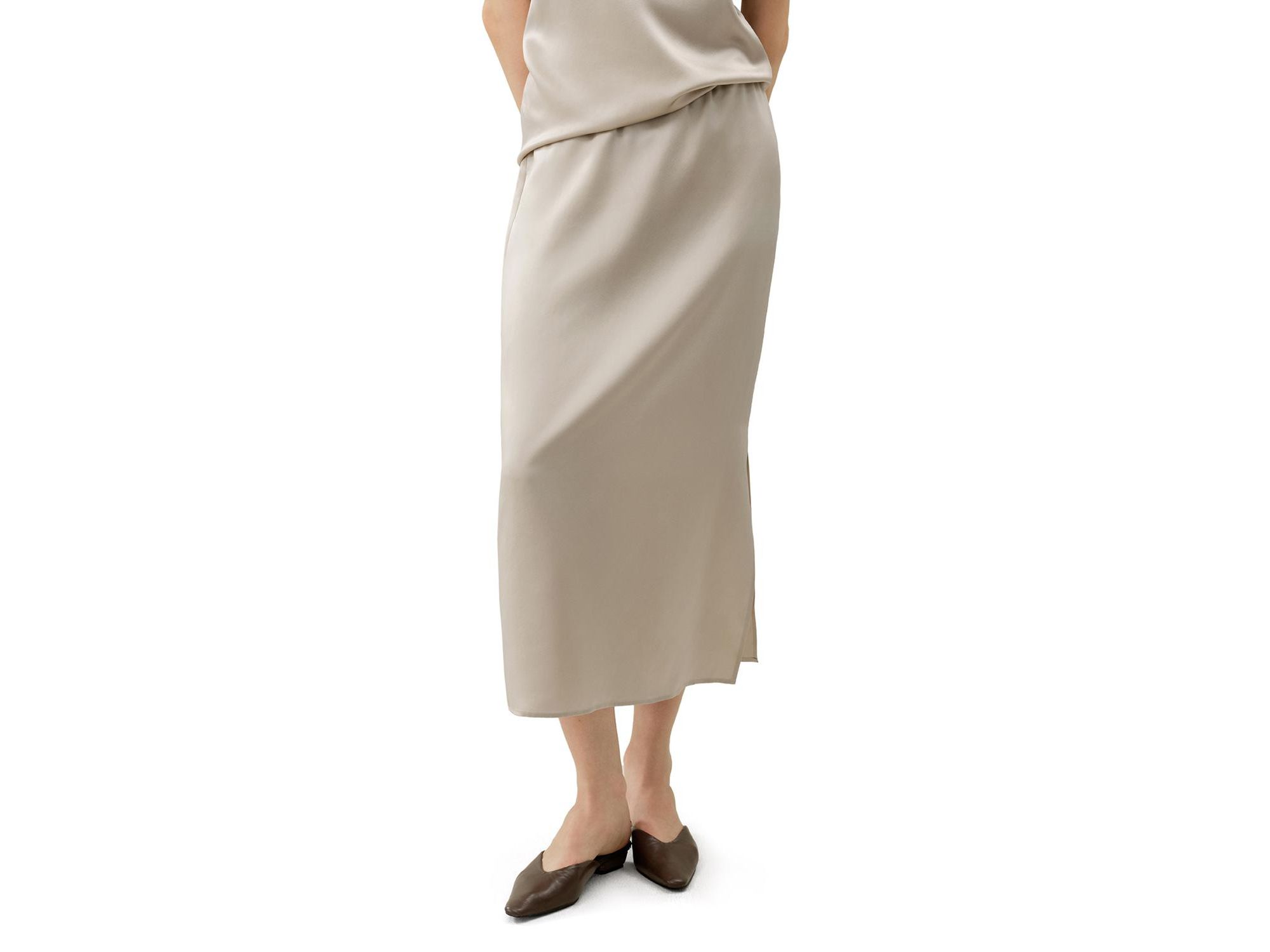 Washable Silk Charmeuse Pull-on Skirt — Image 6