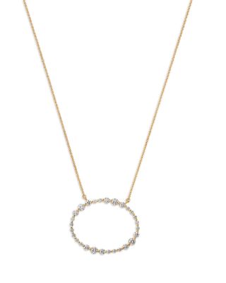 Diamond Open Oval Pendant Necklace in 14K Yellow Gold, 0.8 tcw