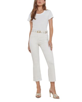 Kendra High Rise Crop Flare Jeans in Blanc