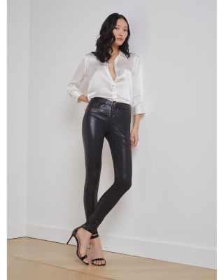 Marguerite Coated High Rise Skinny Jeans in Black Coated