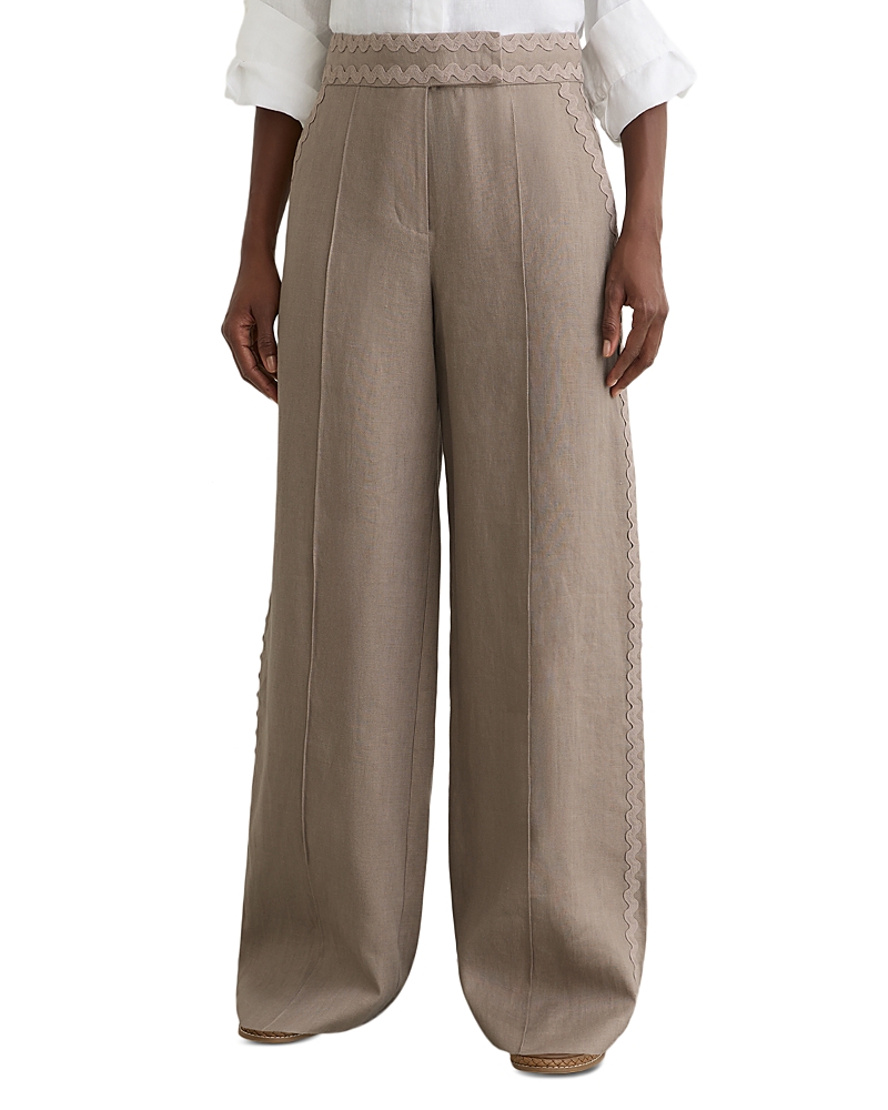 Reiss Mila Linen Wave Trim Pants