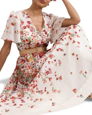 Lovette Cream Floral Midi Dress 