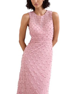 Leandra Pink Beaded Midaxi Dress 