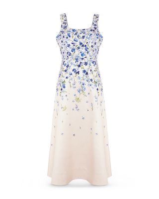 Orla Cream Satin Floral Midi Dress