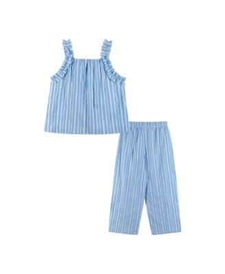 Girls' Woven Ruffle Straps Top & Pant Set - Big Kid