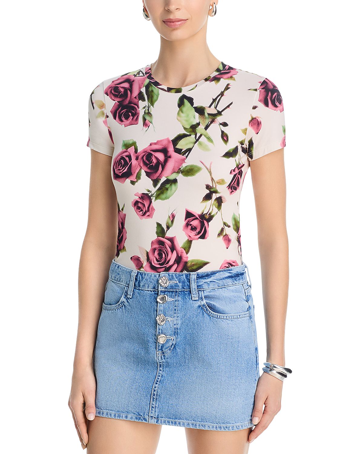 L'Agence Ressi Crewneck Graphic Print Tee