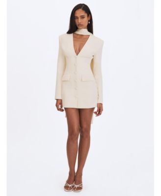  Jeannie Cream Blazer Mini Dress with Scarf