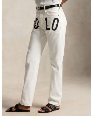 Logo High Rise Relaxed Straight Jeans in Laurea Wash
