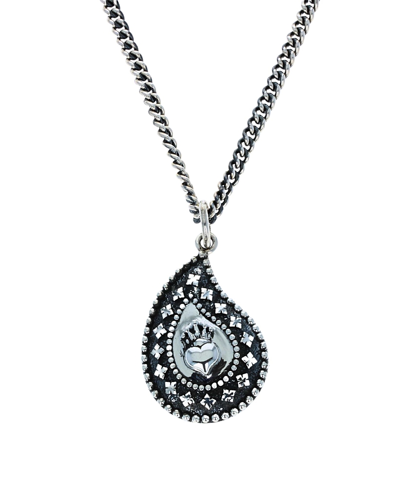 King Baby Studio Men's Sterling Silver Wild West Paisley Pendant Necklace, 24