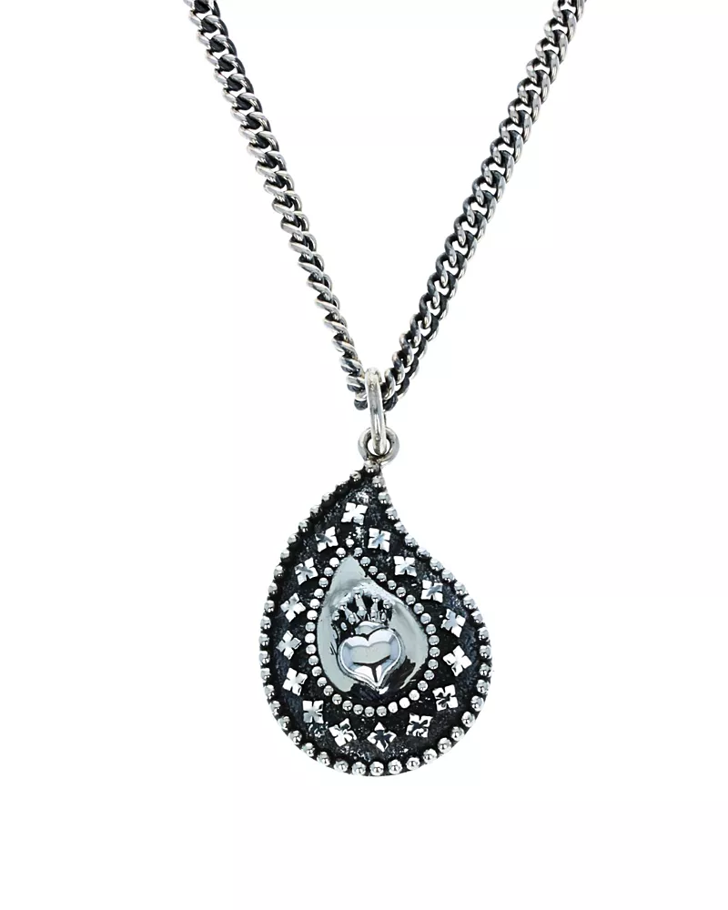 King Baby Studio Men's Sterling Silver Wild West Paisley Pendant Necklace, 24