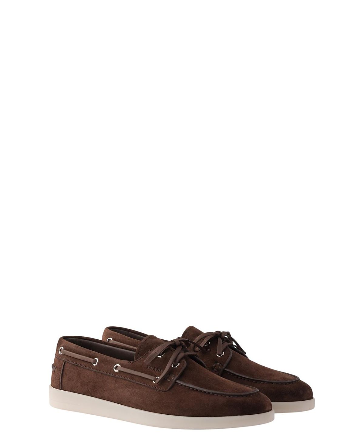 Prada Men's Suede Boat Shoes With Laces