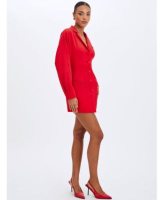  Blythe Cherry Red Batwing Blazer Mini Dress